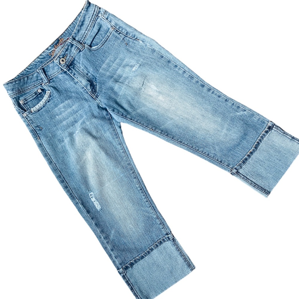 Southpole Capri Denim Jeans ,Women Capri Pants , Classic Blue Denim Capri Pants